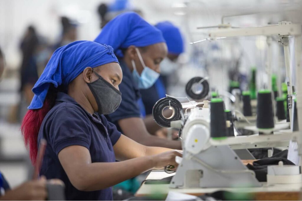 Women using sewing machines